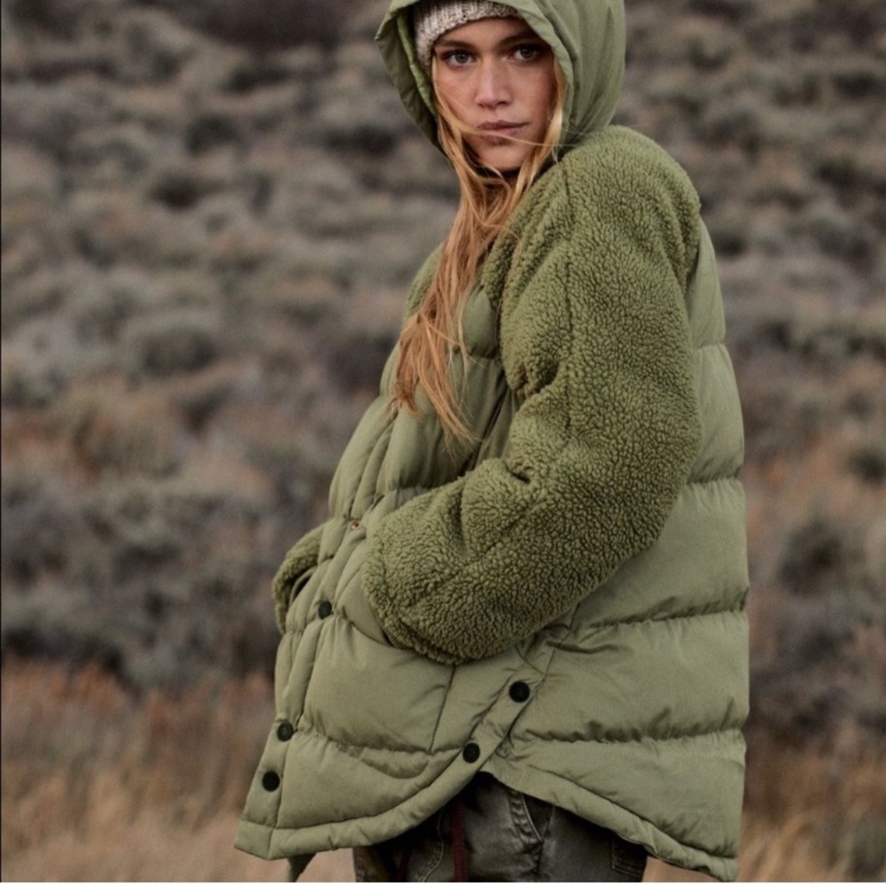 Anthropologie Pilcro Green Puffer Jacket